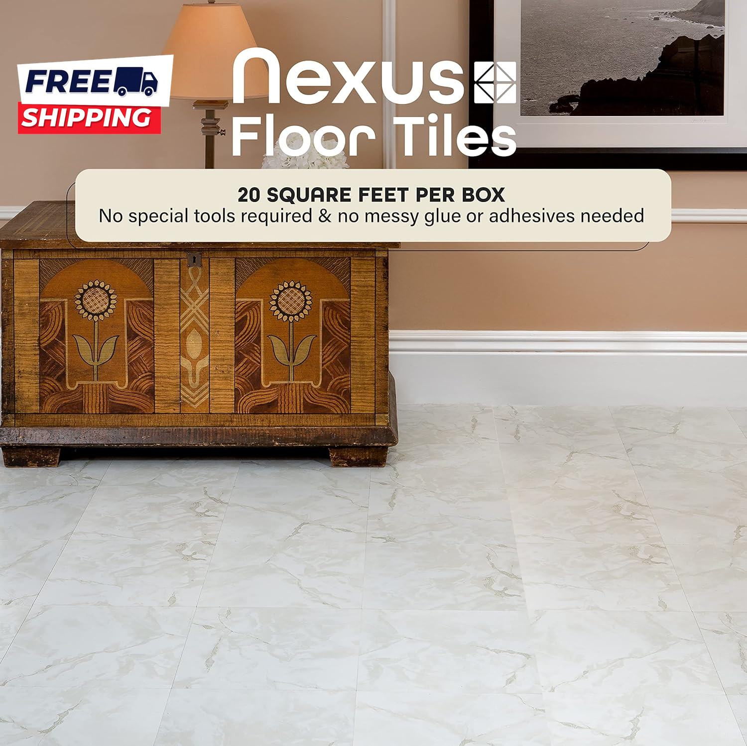 Nexus Self Adhesive 12 Inch Vinyl Floor Tiles 20 Tiles 12 X 12 Classic Grey