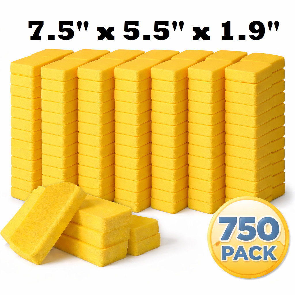 Bulk 750 Pcs All Purpose Heavy Duty Grouting Sponges 7.5 in x 5.5 in x 1.9 in
