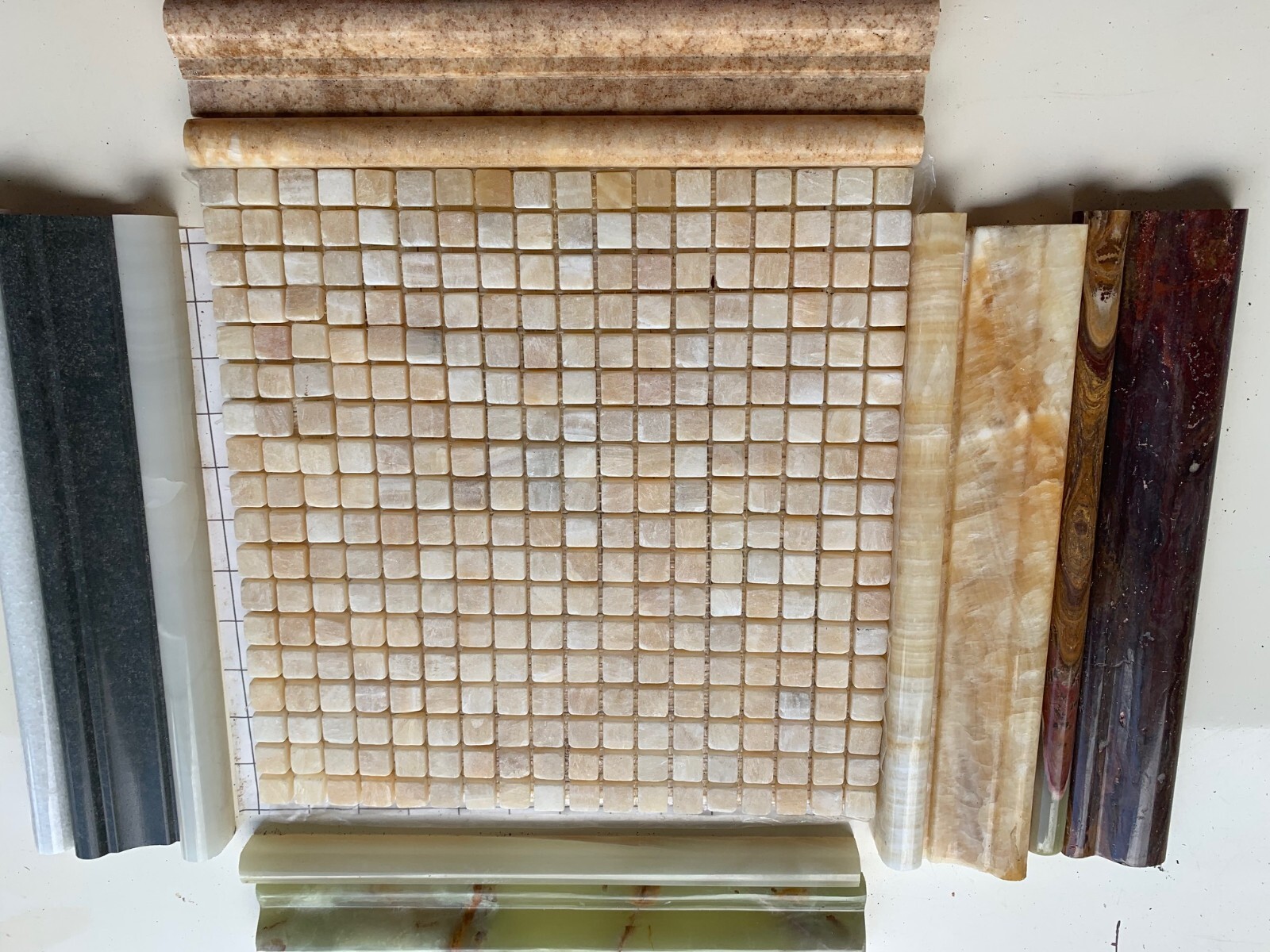 1 sqf 1/2″x1/2″ tumbled honey onyx mosaic tile natural stone-$4 per sqf