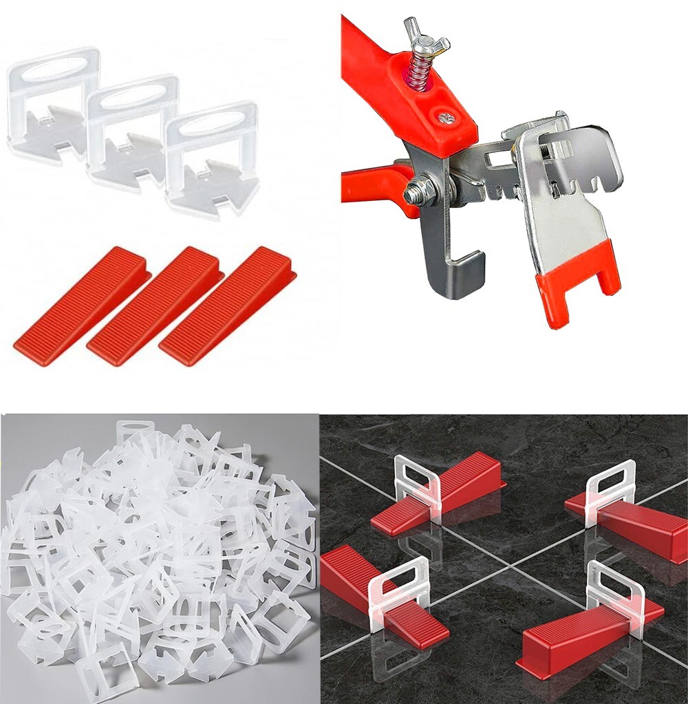 Tile Leveling System 1/16″ 100pcs Tile Spacers Clips+50 Reusable Wedges 1 Plier