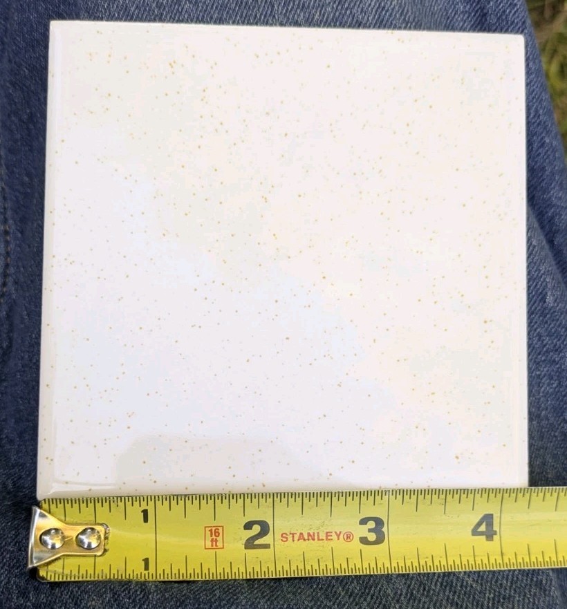 Gold Sparkle Dust on White 4-1/4″ Glossy Speckled Romany Spartan Tile New N-871