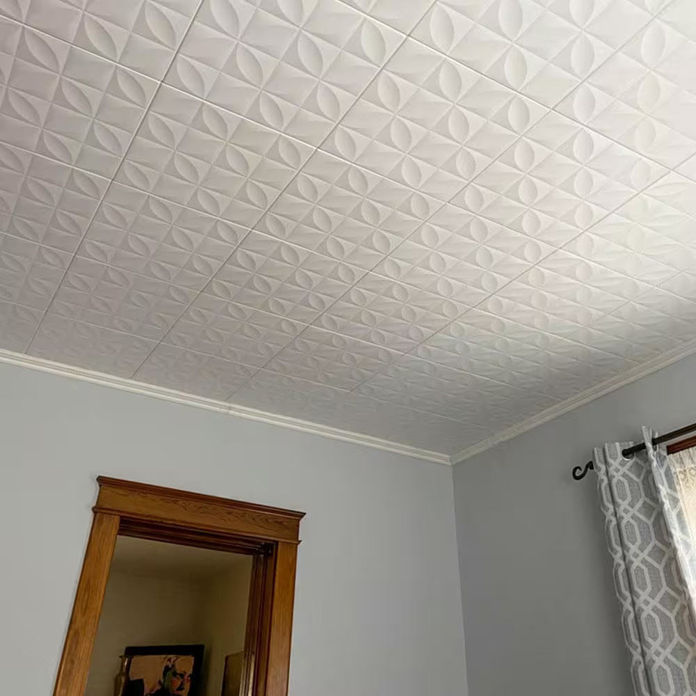 Perceptions 1.6 Ft. X 1.6 Ft. Glue up Foam Ceiling Tile in Plain White (21.6 Sq.