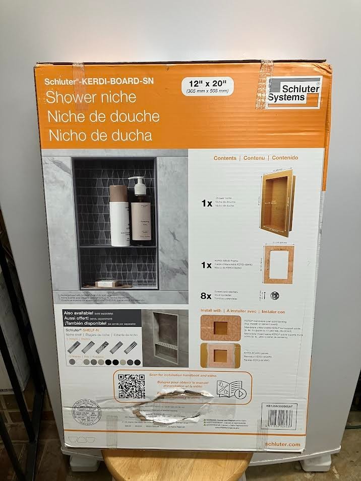 Schluter KERDI Board Prefabricated Niche 12″ x 20″ Waterproof Ready to Tile-NIB