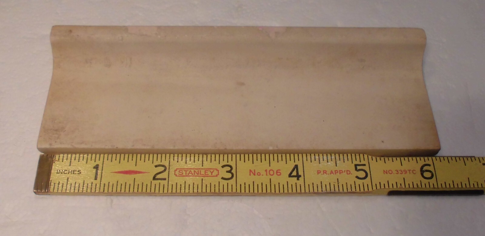 1pc. Persian Pink: Glossy Ceramic Radius Bullnose Tile 2″ X 6-1/8″ New Old Stock