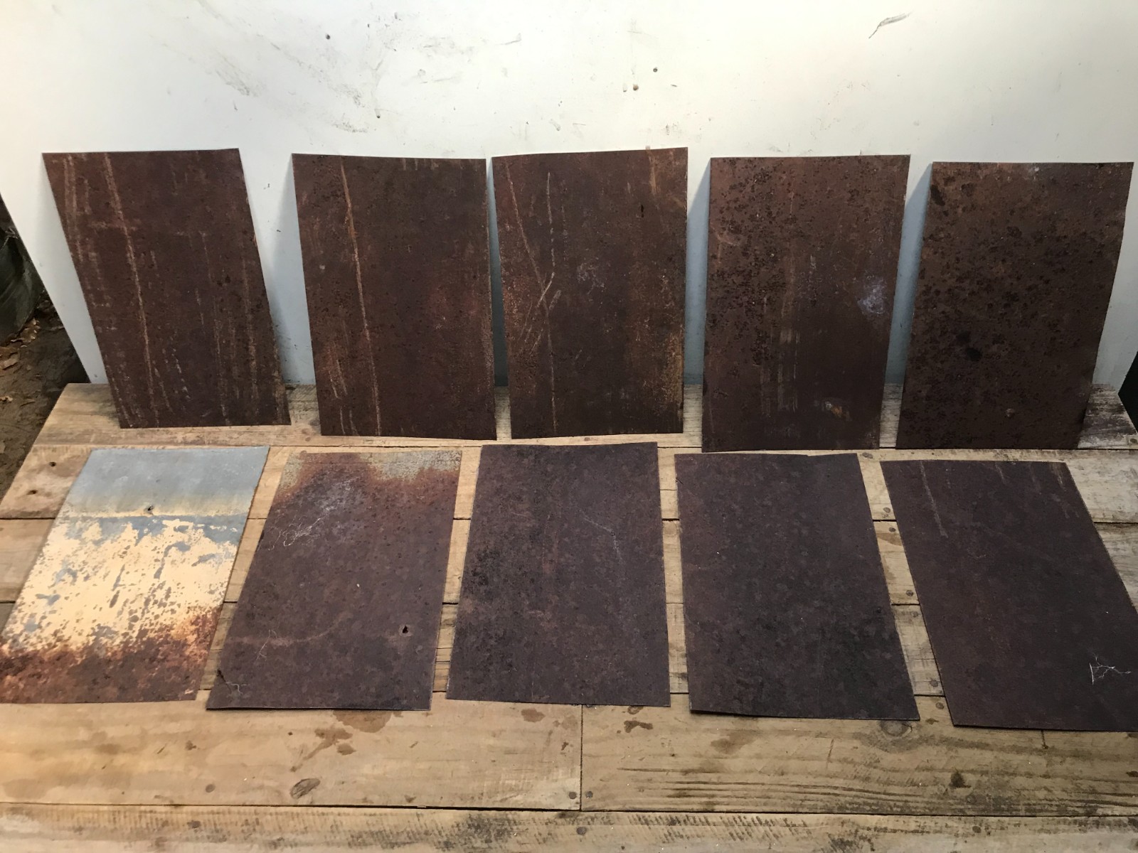 10 Rusty Galvanized Patina Sheet Metal 12″ x 7 1/2 – 8″ Wall Tile Art Garden (D)