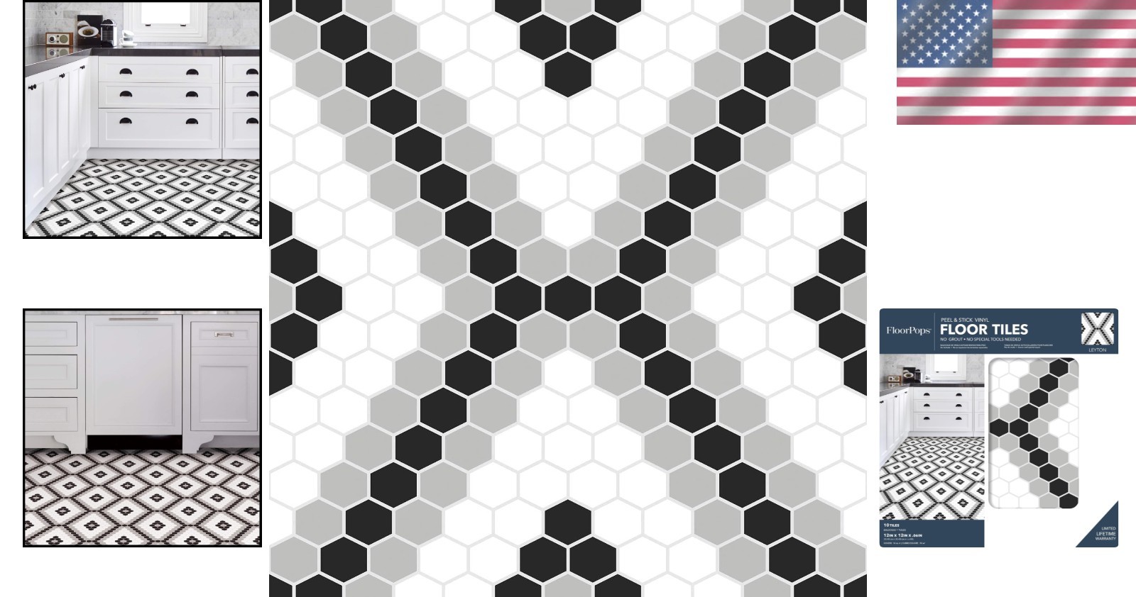 Leyton 12×12 Black Hexagon Peel & Stick Vinyl Tiles – Modern Flooring Solution