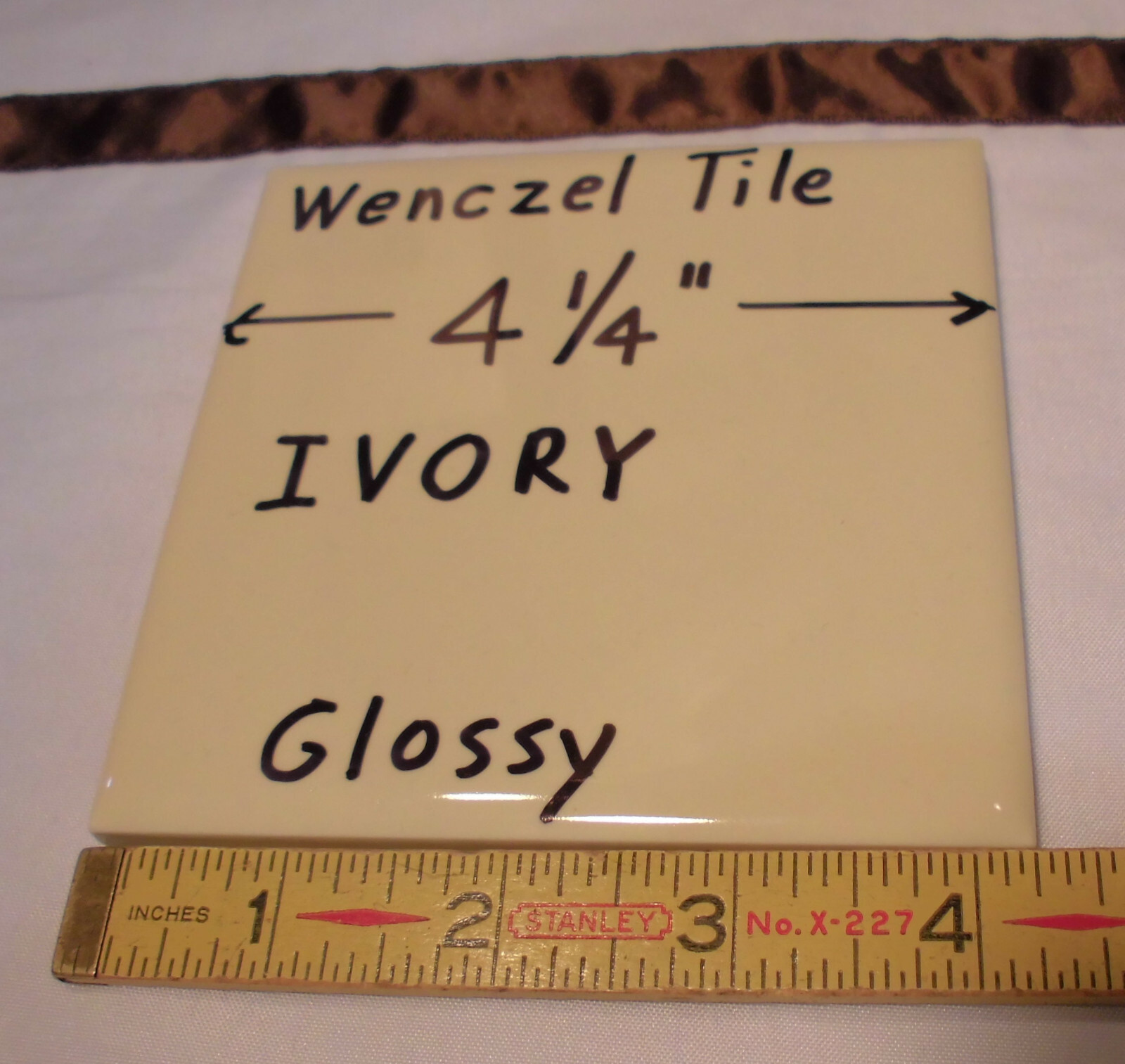 1 pc. *Ivory* 4-1/4″ Glossy Ceramic Tile by Wenczel Co. NOS Criteria 1940’s