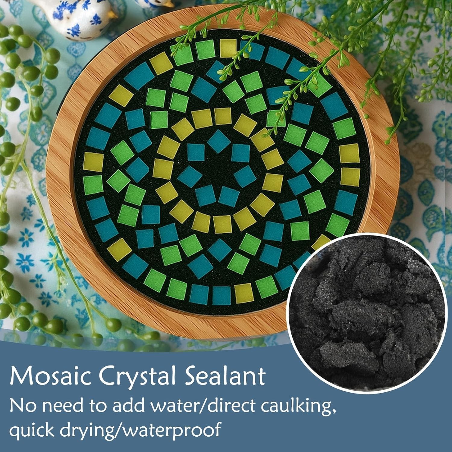 Mosaic Crystal Grout 400g Waterproof Unpolished Black for Tiles & Surfaces