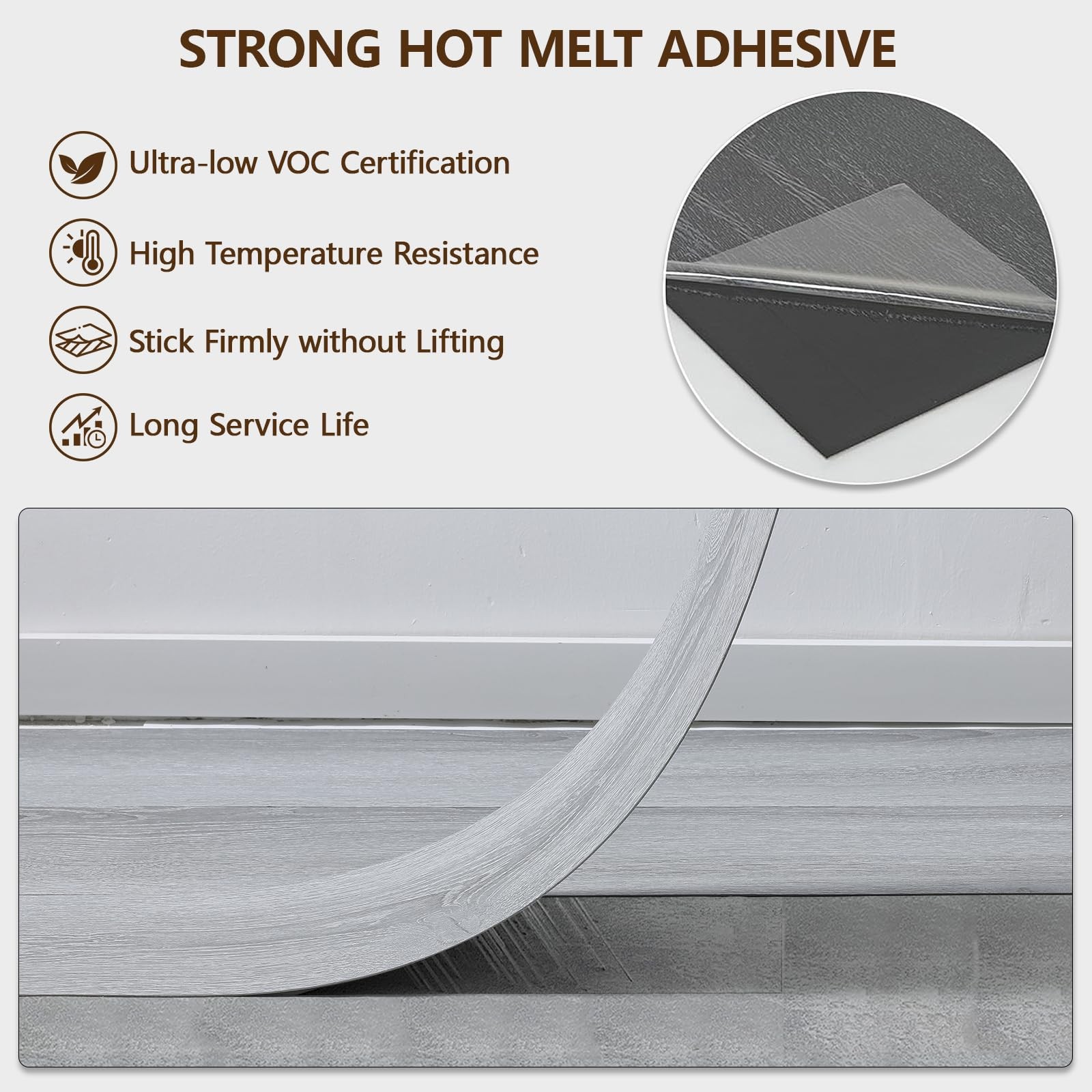Peel and Stick Floor Tile, 36-Pack 36″x 6″ Dusty Grey Wood Grain Sticky Tiles…
