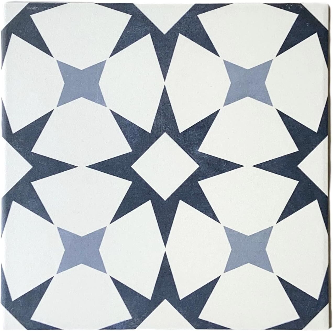 12×12 Calais Sky Geometric Encaustic Pattern Matte Ceramic Floor Tile Pack of 4