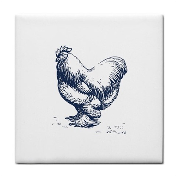 Farm Animals Ceramic Tile Set of 6 Home Decor Backsplash Tiles Blue and White