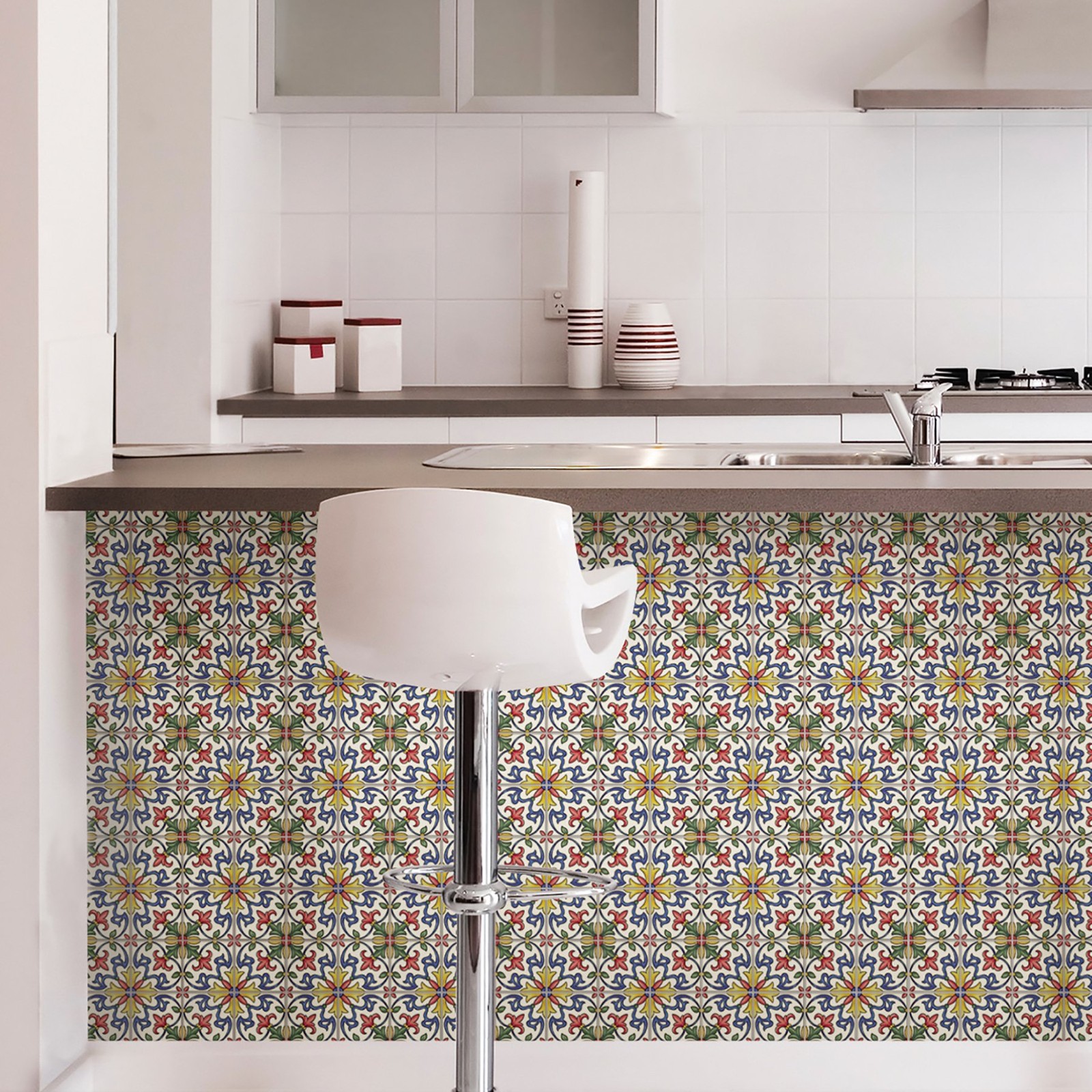 In Home NH2365 Tuscan Peel & Stick Backsplash Tiles, Multi-Color, 4 Piece
