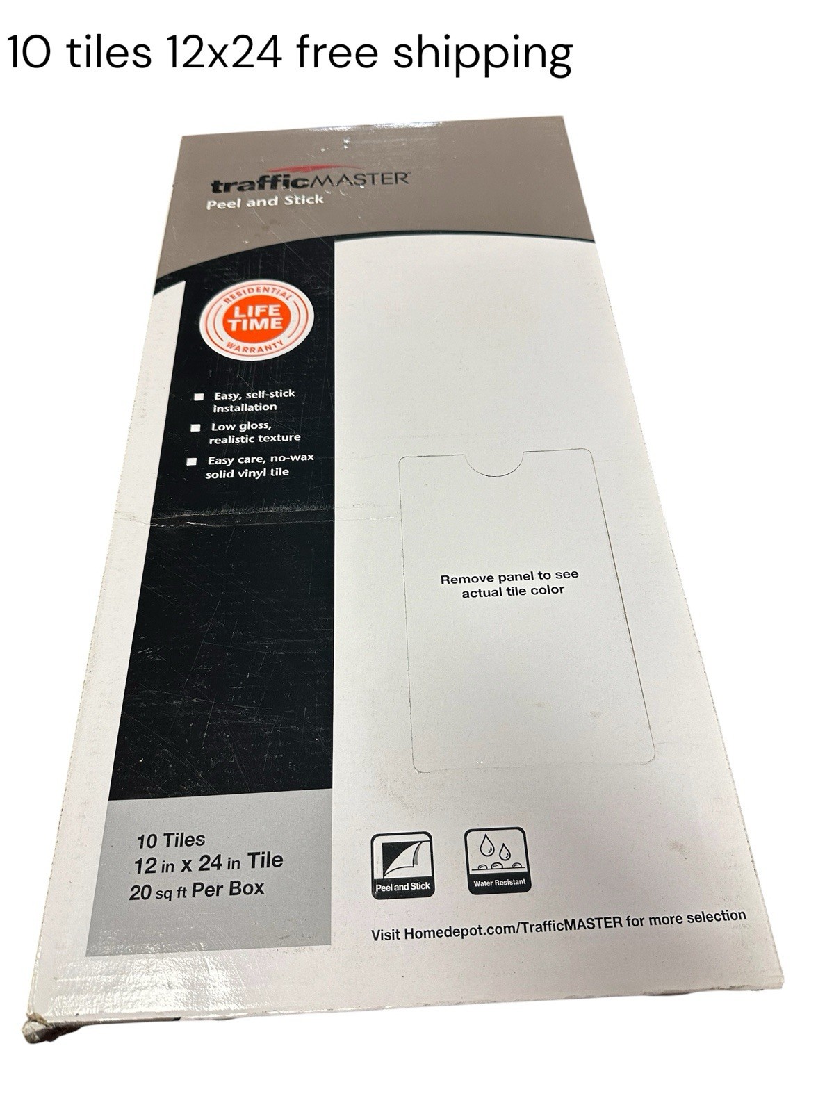 TrafficMASTER Carrara Marble 12×24 Peel and Stick Vinyl 10 Tile 20 sq ft PW1840