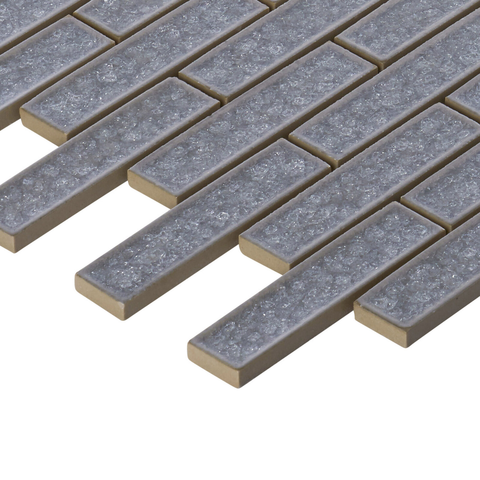 Gray Crackle Glass Brick Joint Modern Mosaic Tile Kitchen Bathroom Backsplash