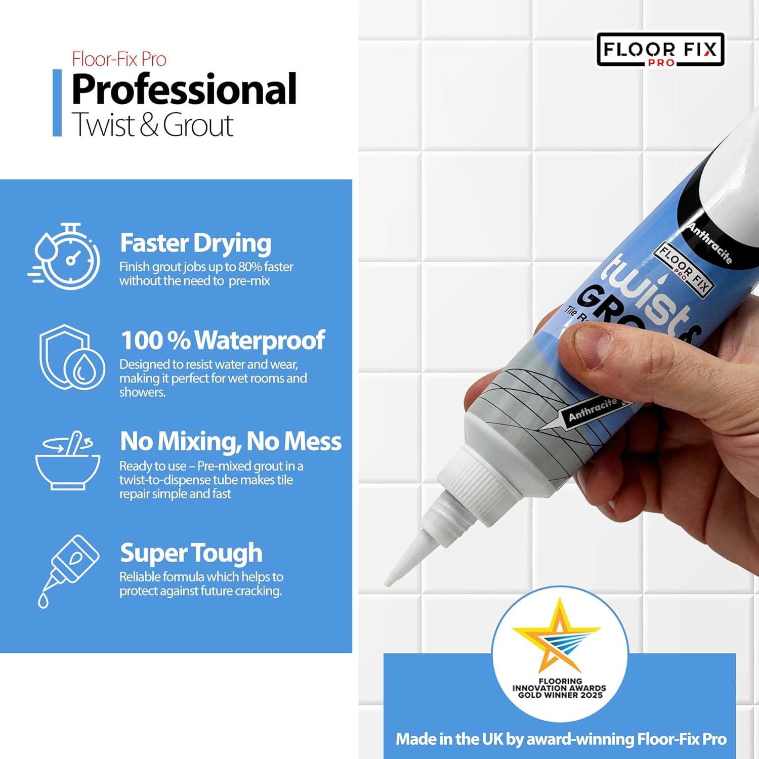Floor-Fix Pro Repair Kit – Premixed Waterproof Grout Repair & Grout Paint Pe…