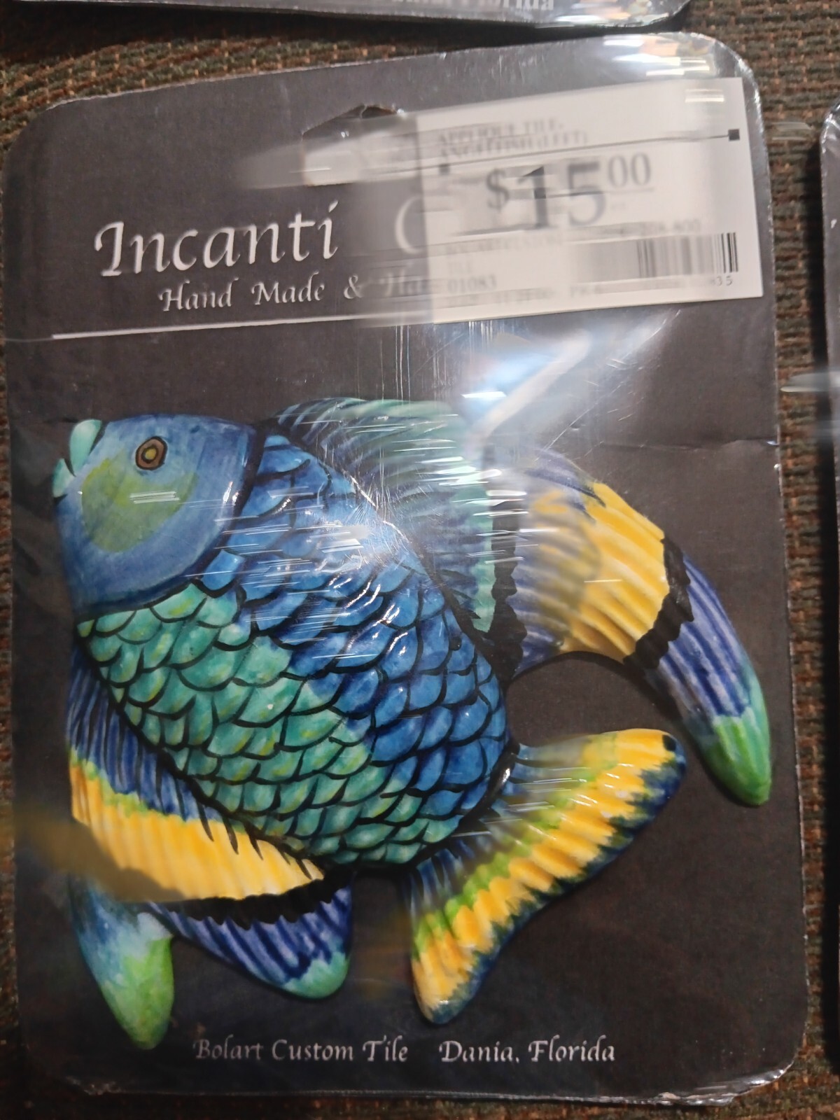 Bolart Custom Tile Tropical Fish Hand Made Hand Painted Set Of 6 Incanti Overlay