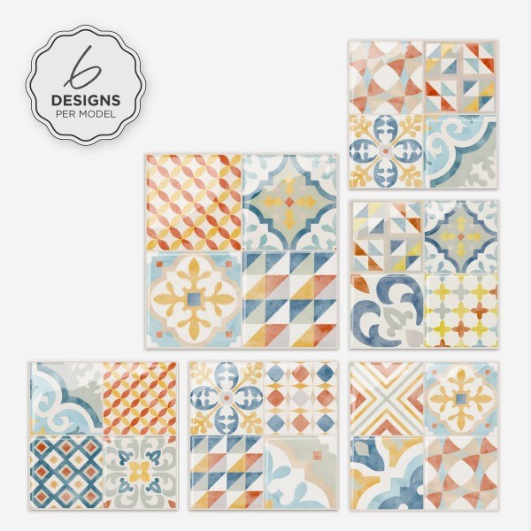 Vintage Almada Peel and Stick Backsplash Tiles Colorful