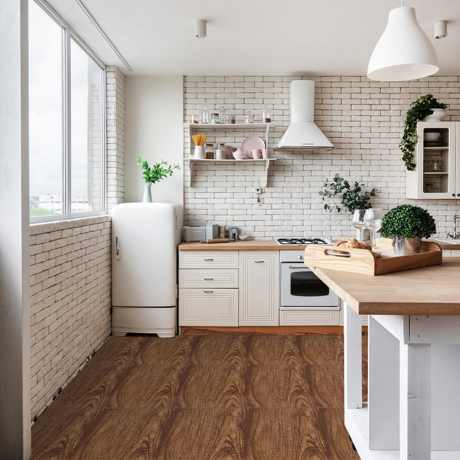 AKOLAFE 40 Sheet Vinyl Flooring 12 x 12 Peel and Stick Floor Tile Waterproof Dar