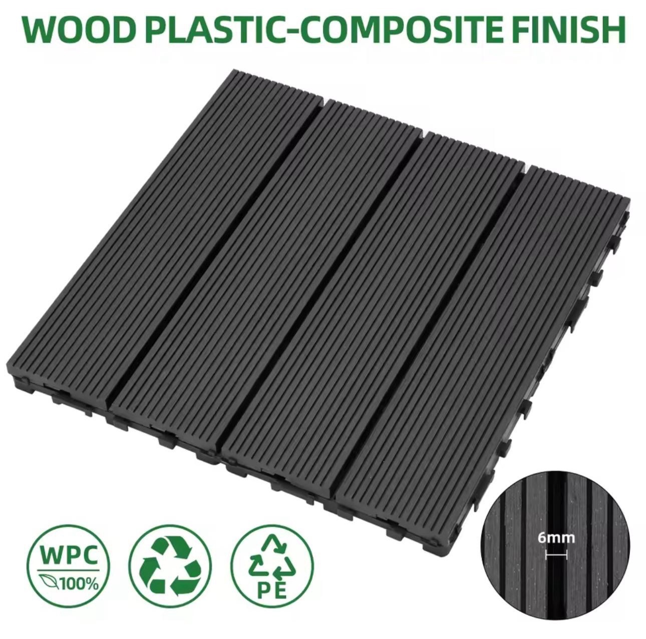 Sturdy Interlocking Acacia Wood Deck Tiles Non-Slip Outdoor Flooring Easy DIY US