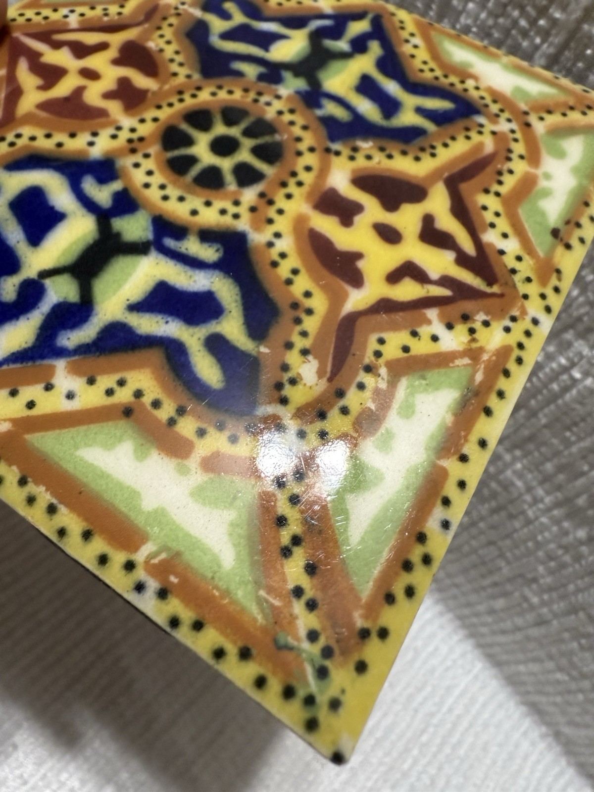 (2)Beautiful Ideal Standard-MEX.-Blue/Maroon 8 Sided Star -4.25” Ceramic Tiles