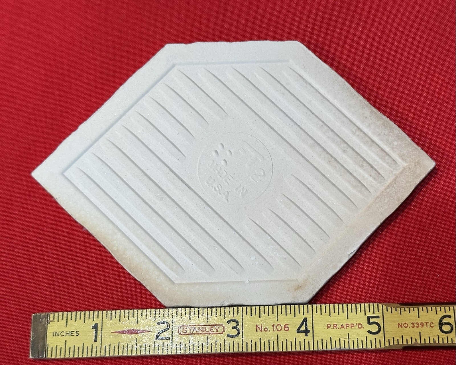 1 pc. Light Brown: Hexagon 4″ X 6″ Ceramic Tile: Crystal Glazed, Florida Co. NOS