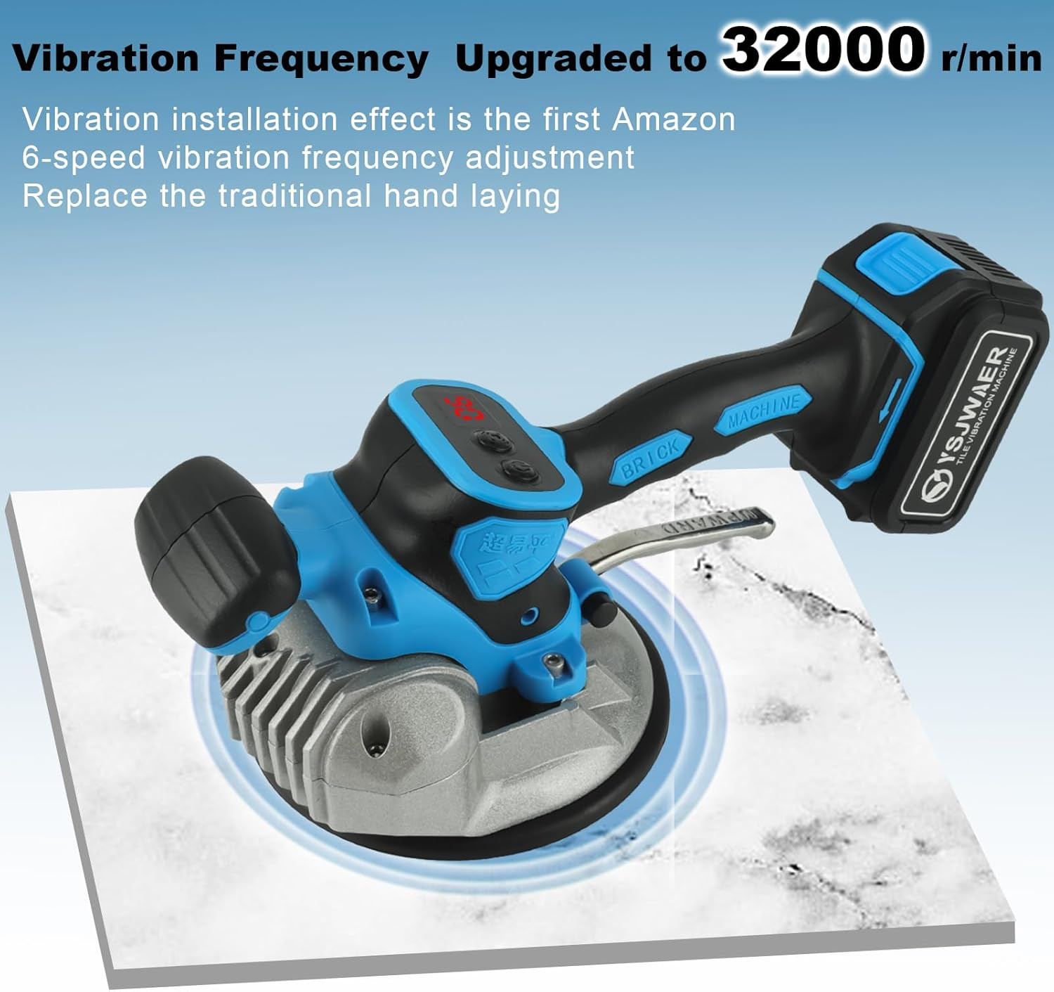 Automatic Tile Vibration Tool – 25000mAh, 6 Speed, 160mm Suction Cup