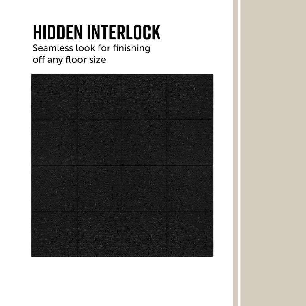 16 In. X 16 In. X 5/8 In. Black Cobblestone Smartloc Rubber Paver (9-Pack)