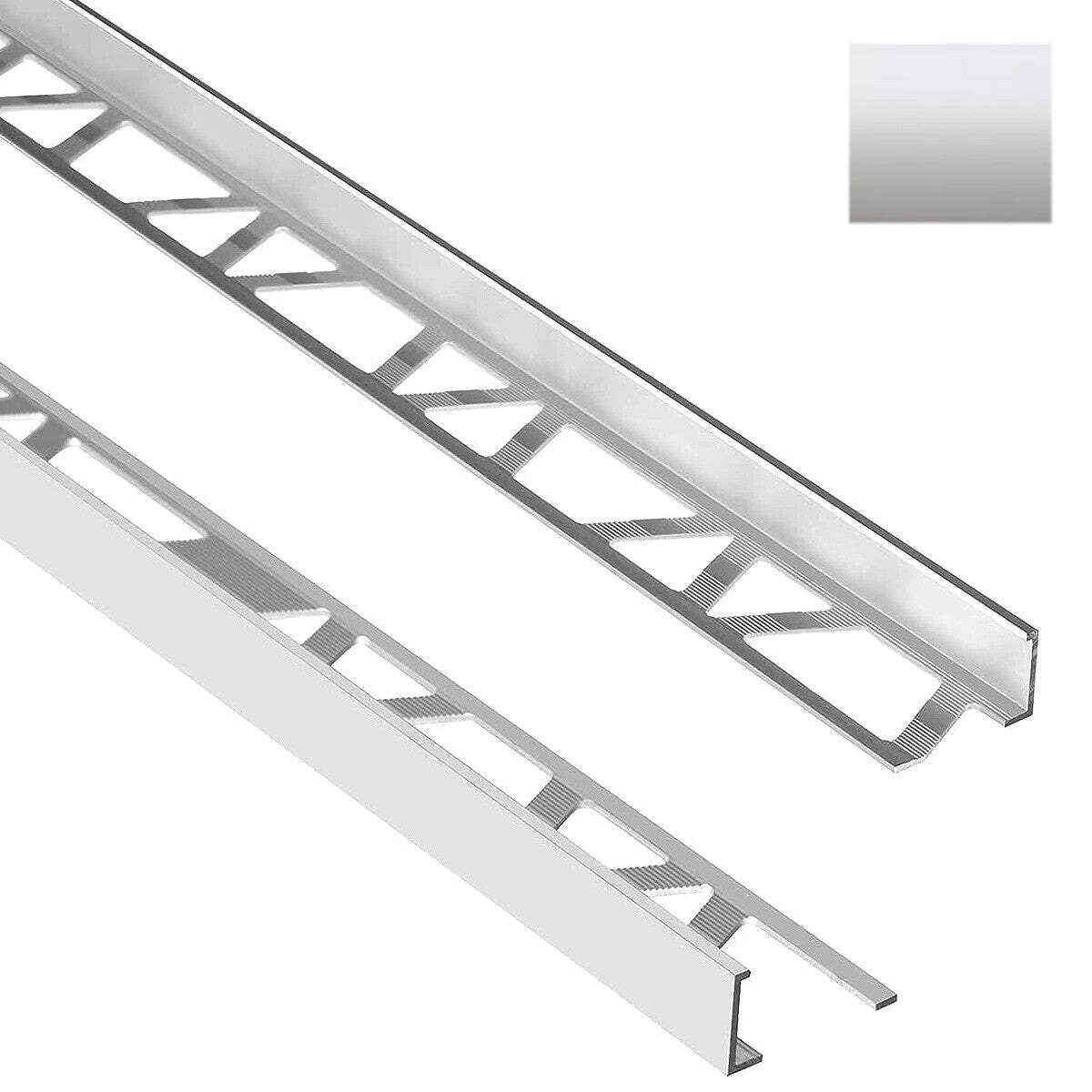 Silver Tile Edge Trim 3/8 in. by 8 ft. Aluminum L Angle – Tube of 10