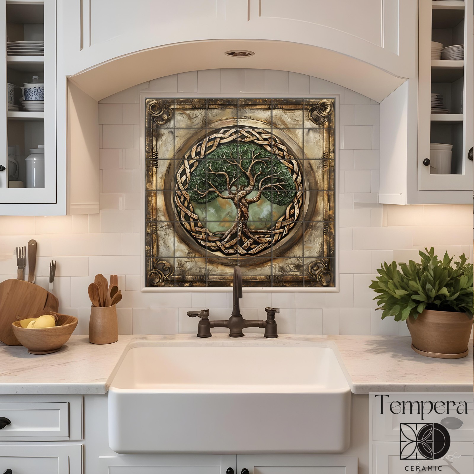 Celtic Tree of Life Tile Backsplash, celtic kitchen tiles, celtic knot tiles art
