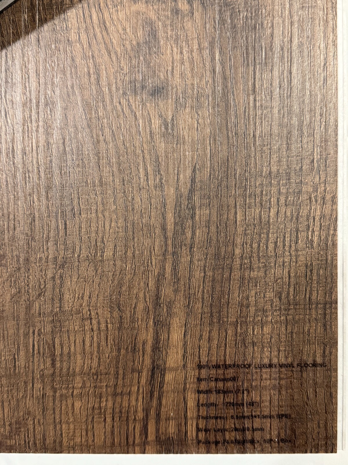 SPC Luxury Vinyl Click Flooring Plank Waterproof w/pad 1.5mm IXPE SAMPLE 007