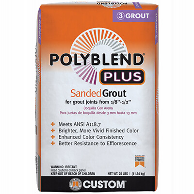 Custom Building Products PBPG38225 Polyblend Plus Sanded Grout, Bone, 25 Lb. –
