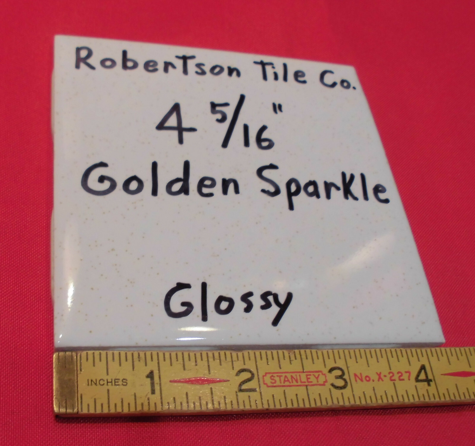 1 pc. Ceramic Tile *Golden Sparkle – Gold Dust* 4-3/8″- 4-5/16″ Robertson Co.
