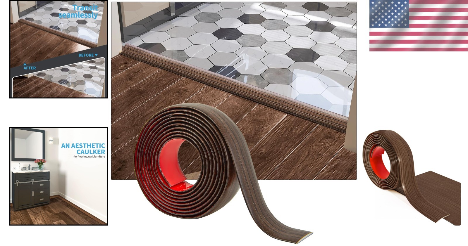 4FT Multi-Use Vinyl Floor Transition Strip – Perfect for Joining Rooms Elegantly