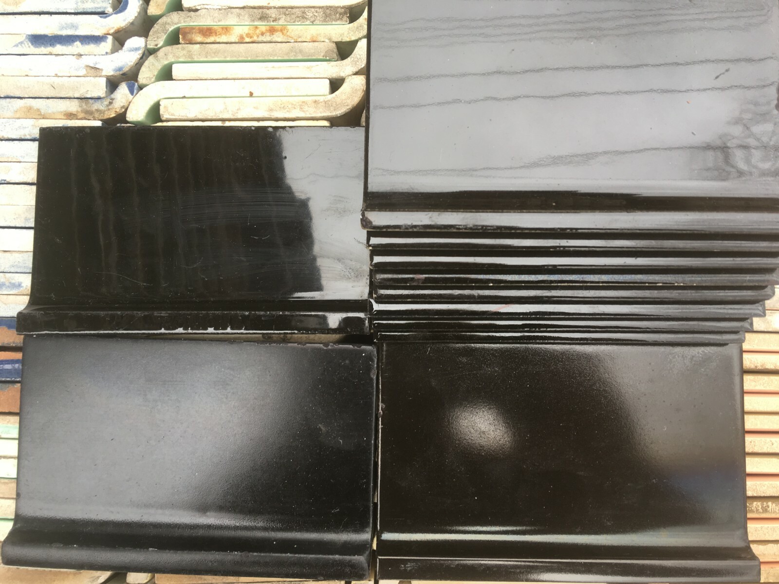 matching Cove Base Tile Blue Green Pink Yellow Tan Black Grey 3 3/4 or 4 1/4 x 6