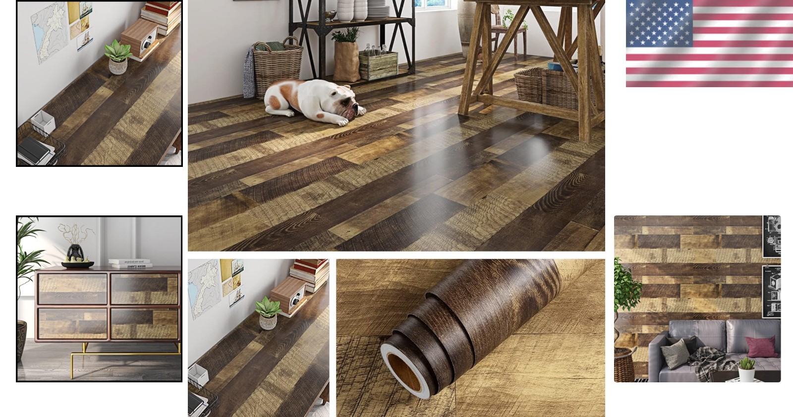 Eco-Friendly Peel and Stick Reclaimed Wood Wall and Floor Covering, 8.65 sq.ft