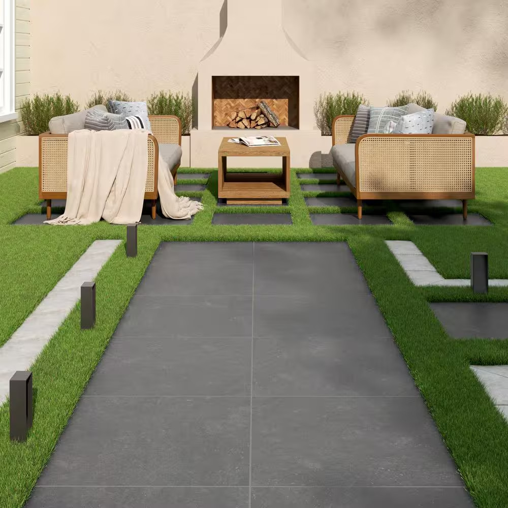 Vulkon Nero 2 Cm. X 24 In. X 24 In. Matte Porcelain Paver Tile (8 Sq. Ft./Case)