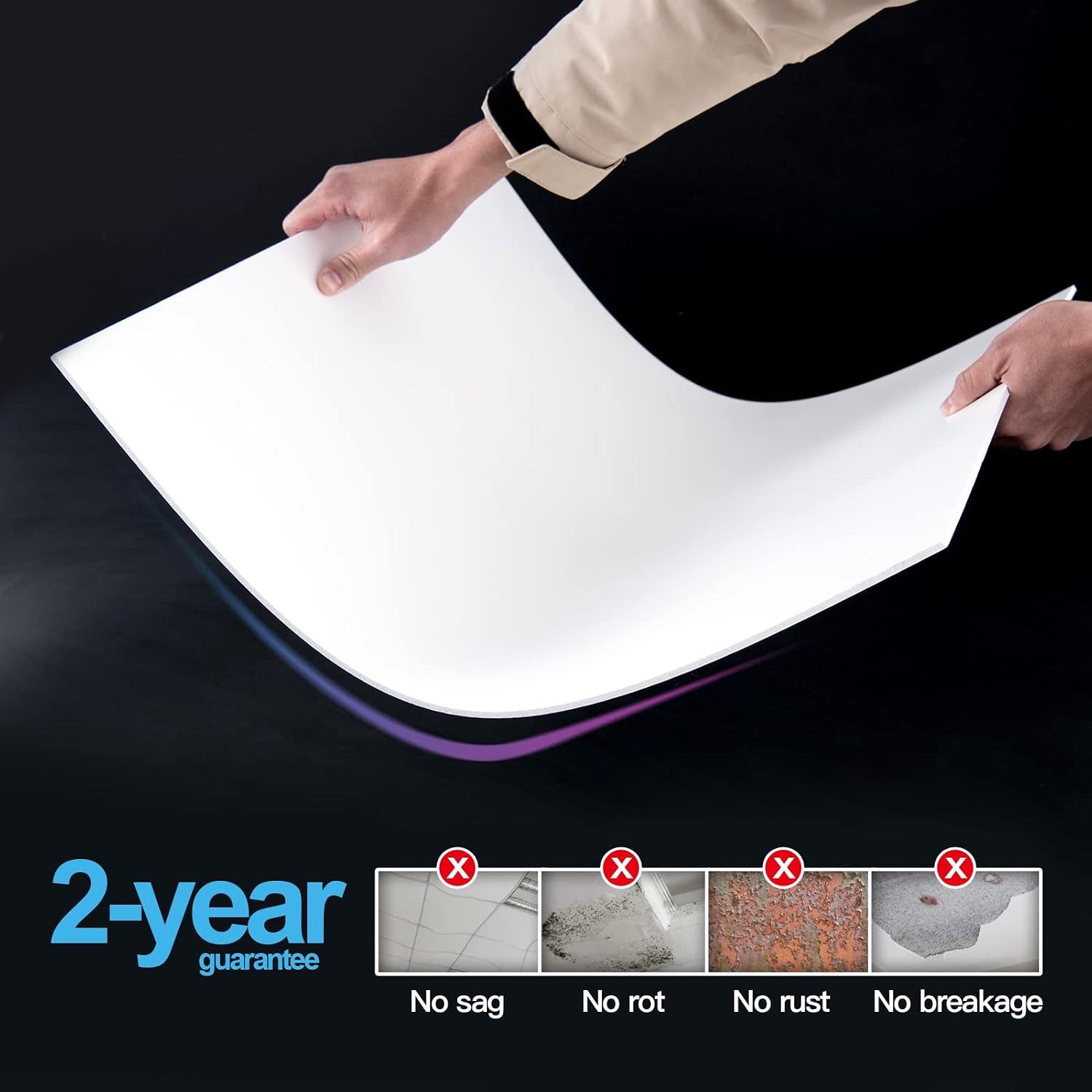 Art3D PVC Drop Ceiling Tiles in White – 24X24In, Waterproof Smooth Tiles Cover 9