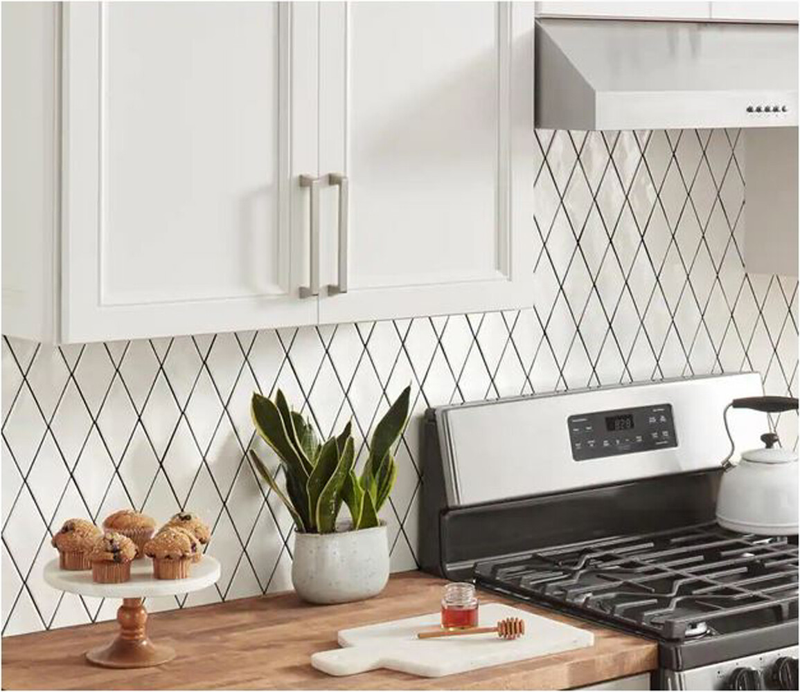 MARAZZI LuxeCraft Diamond Rhombus White Glazed Glossy Ceramic Wall Tile 3″ x 6″