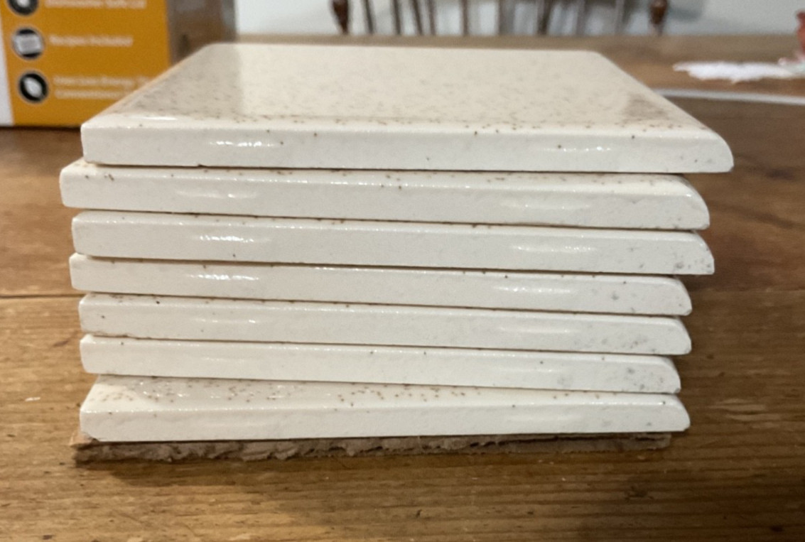 2 Vtg. Rounded Edge American Olean 4 1/4 x 4 1/4 Buckwheat Ceramic Tile – USA