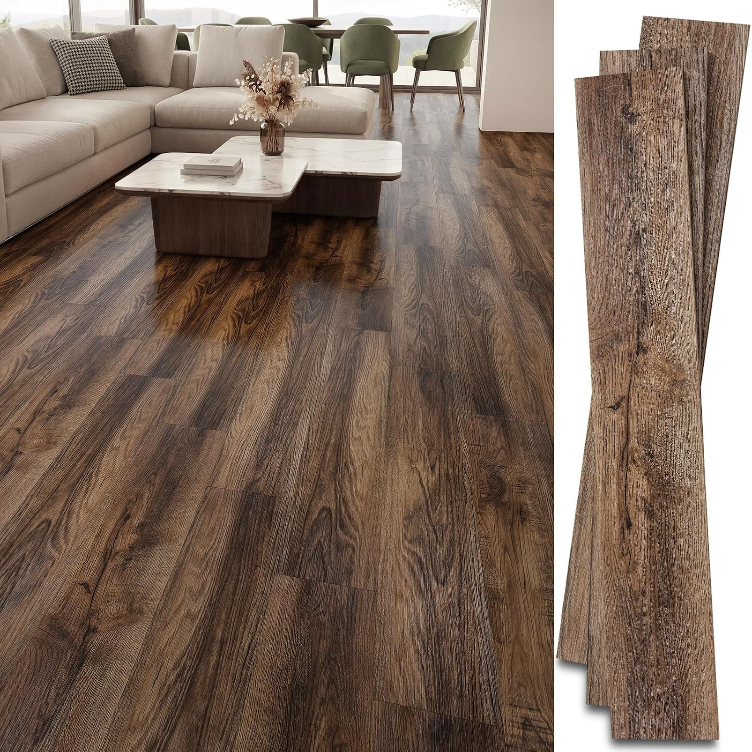 36 Pack Peel and Stick Waterproof Vinyl Plank Flooring – Espresso Walnut