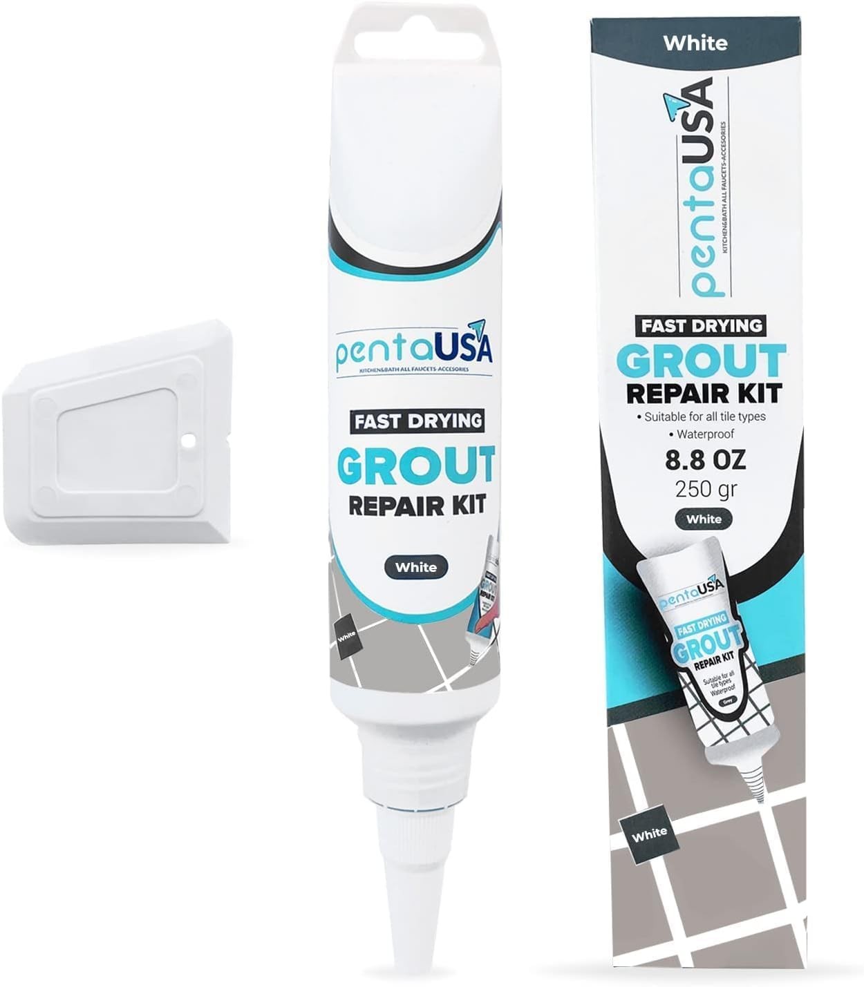 PentaUSA Tile Grout Repair Kit – White Grout Filler, Triple Protection, Fast …