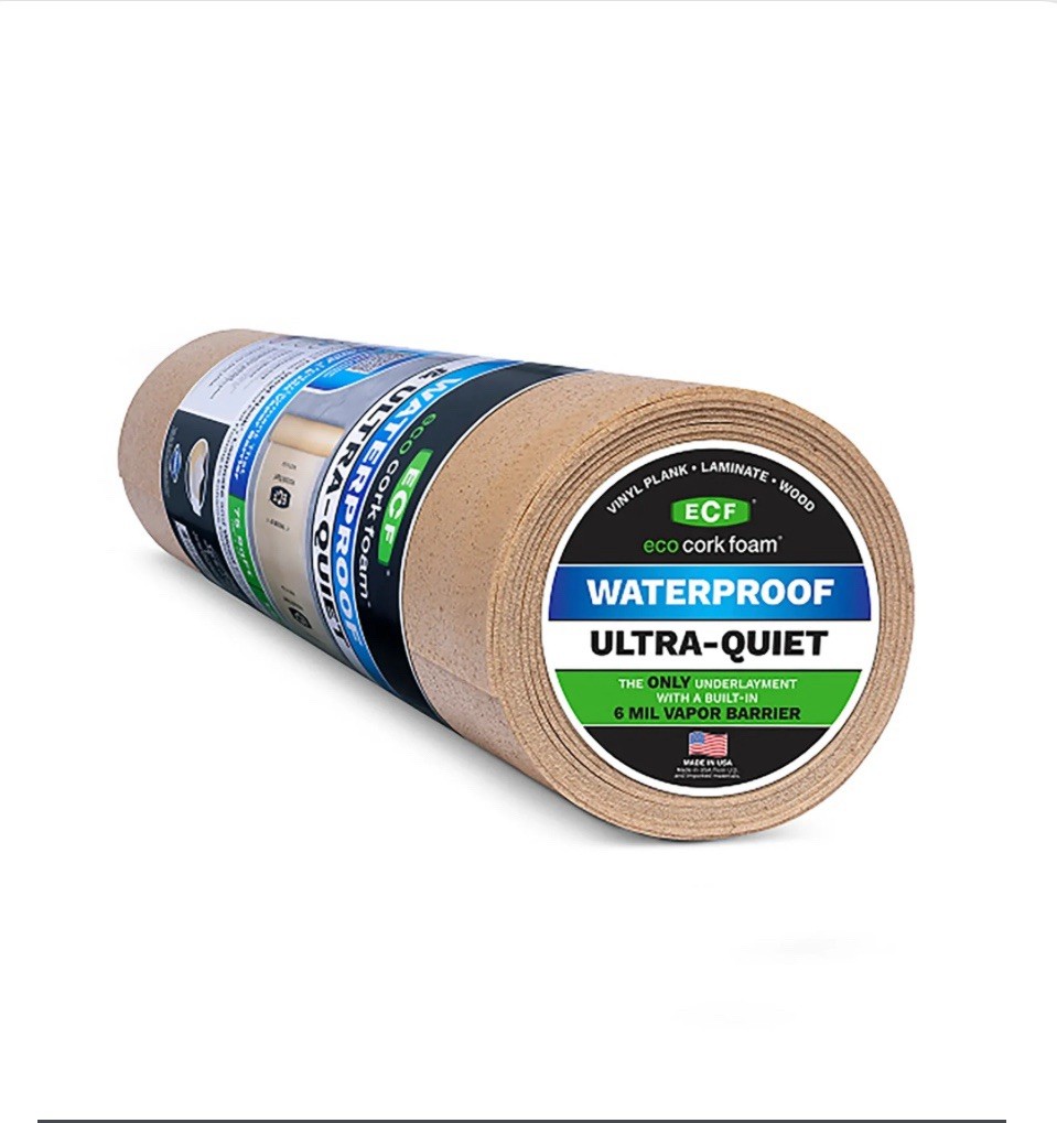 Eco Cork Foam Flooring Underlayment 75 sq ft Waterproof & Antimicrobial 3’ X 25’