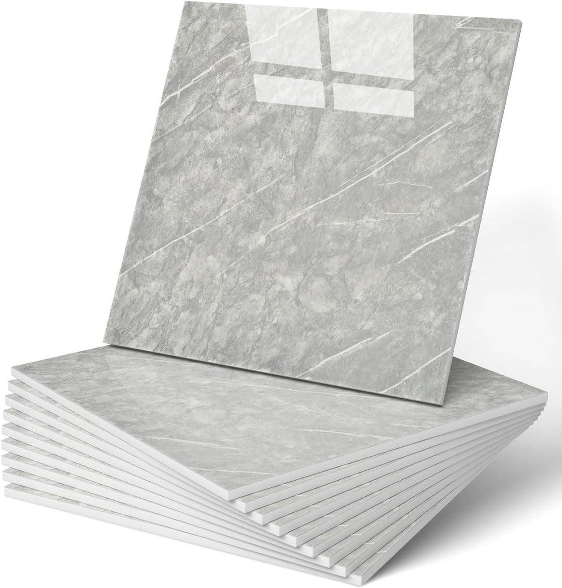 20Pcs Waterproof Peel and Stick Marble Wall Tiles, 11.8″X11.8″ Self-Adhesive PVC
