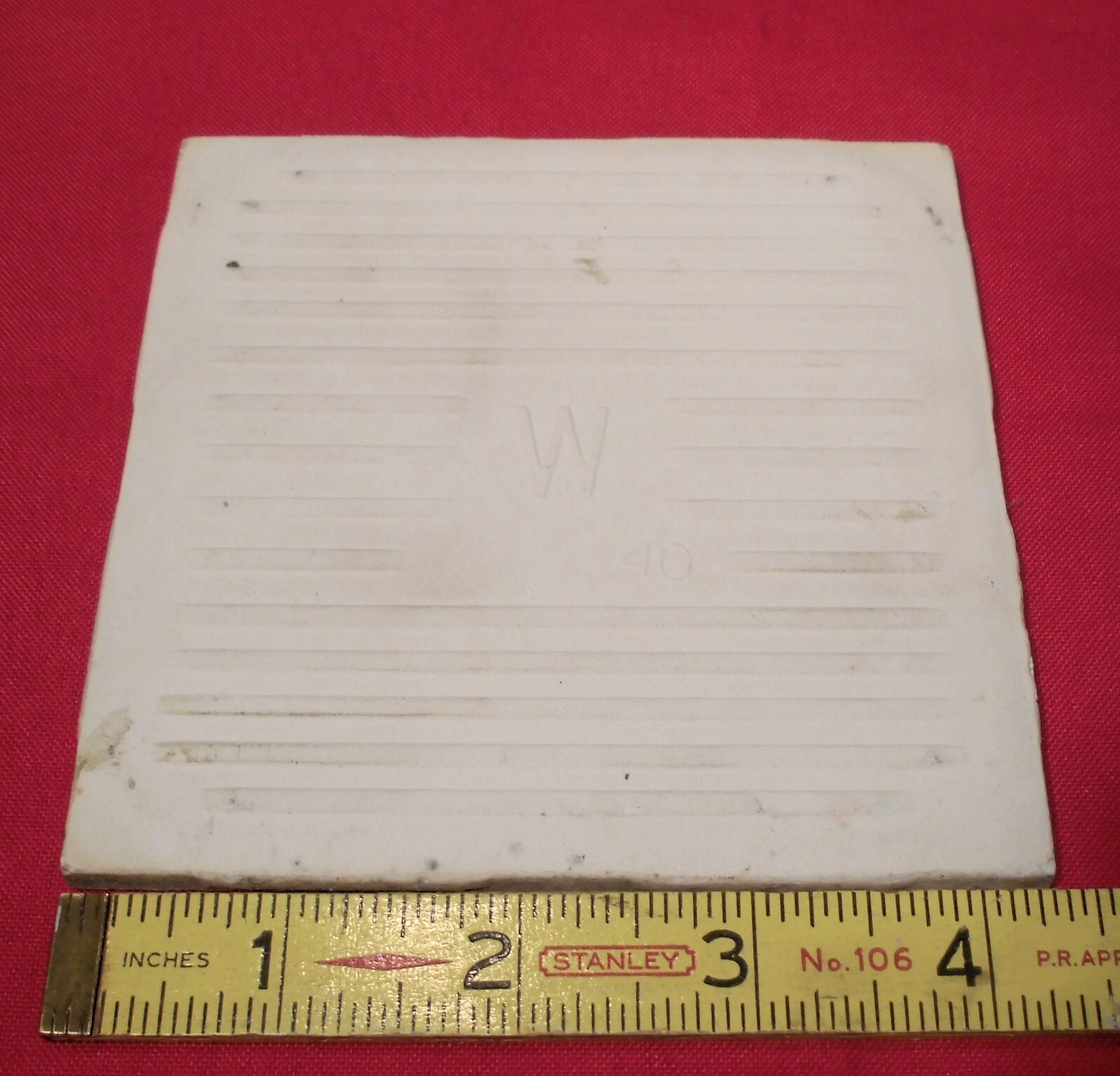1 pc. White: Crystal Glaze Ceramic Tile by Wenczel Co. 4-5/16″ made 1970’s – 80