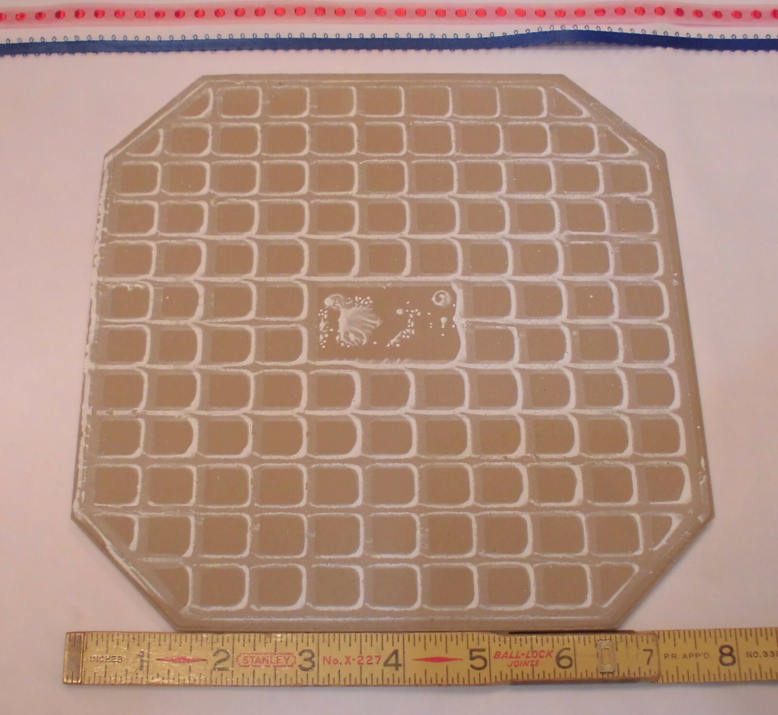 1 pc. CLIPPED 8″ White Ceramic Floor Tile: Smooth Matte Surface: New Old Stock
