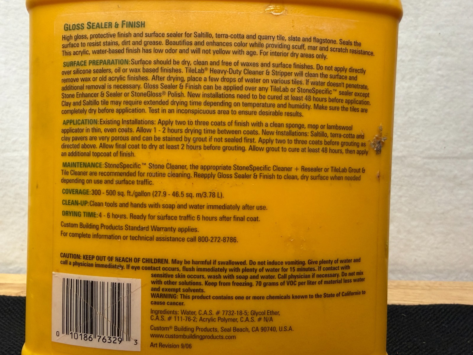 Tile Labs Finishing Sealer, Gloss Sealer & Finish, 1 Gal (76329) – New