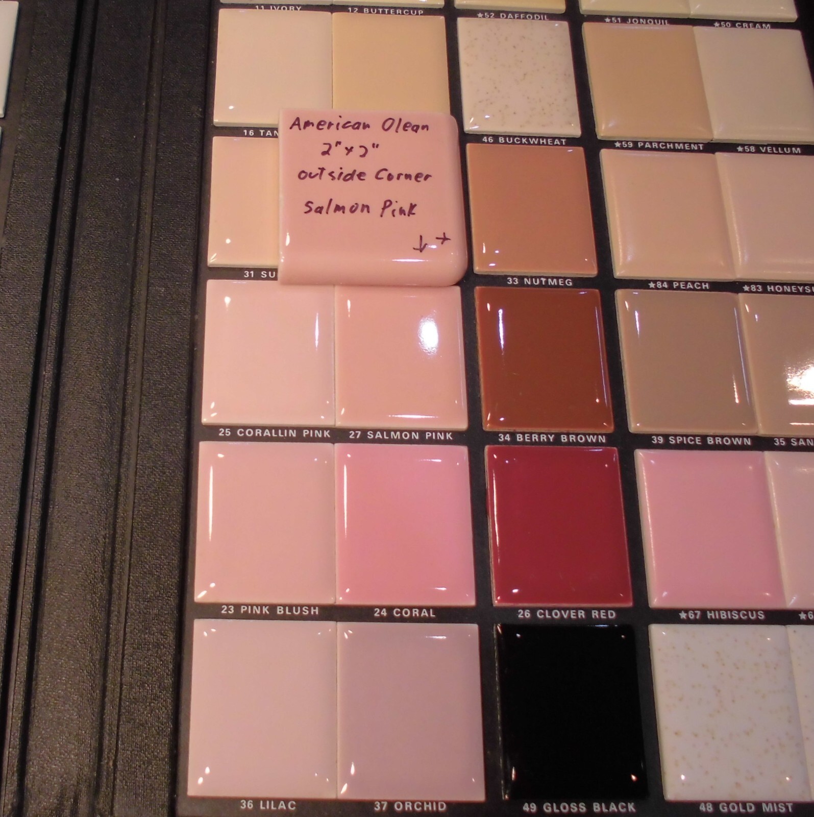 1 pc. Salmon Pink: 2″ X 2″ X 5/16″ Glossy Ceramic Surface Bullnose Corner Tile