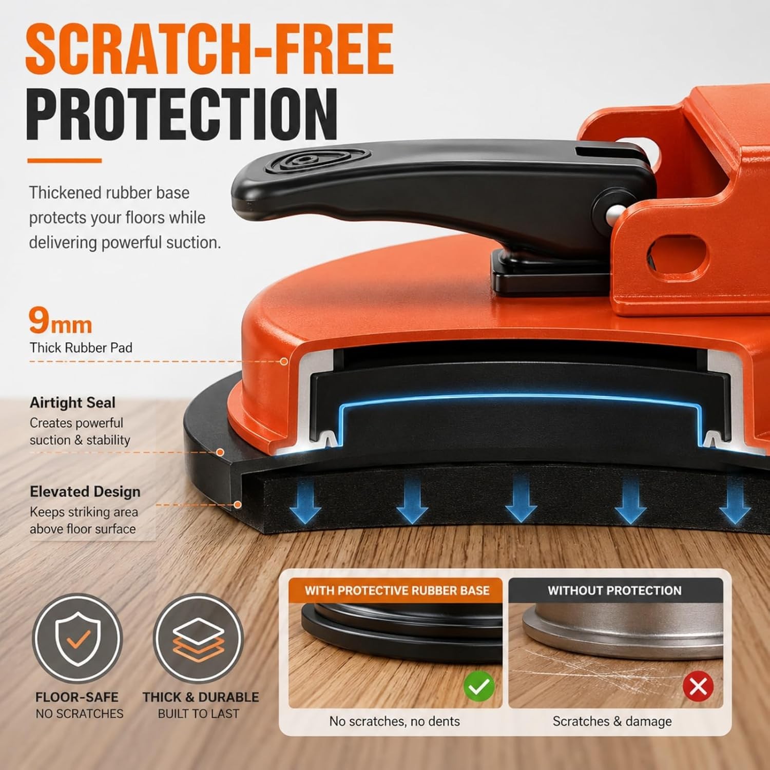 Floor Gap Fixer Tool with Suction Cup for Hardwood-Laminate and Vinyl Flooring