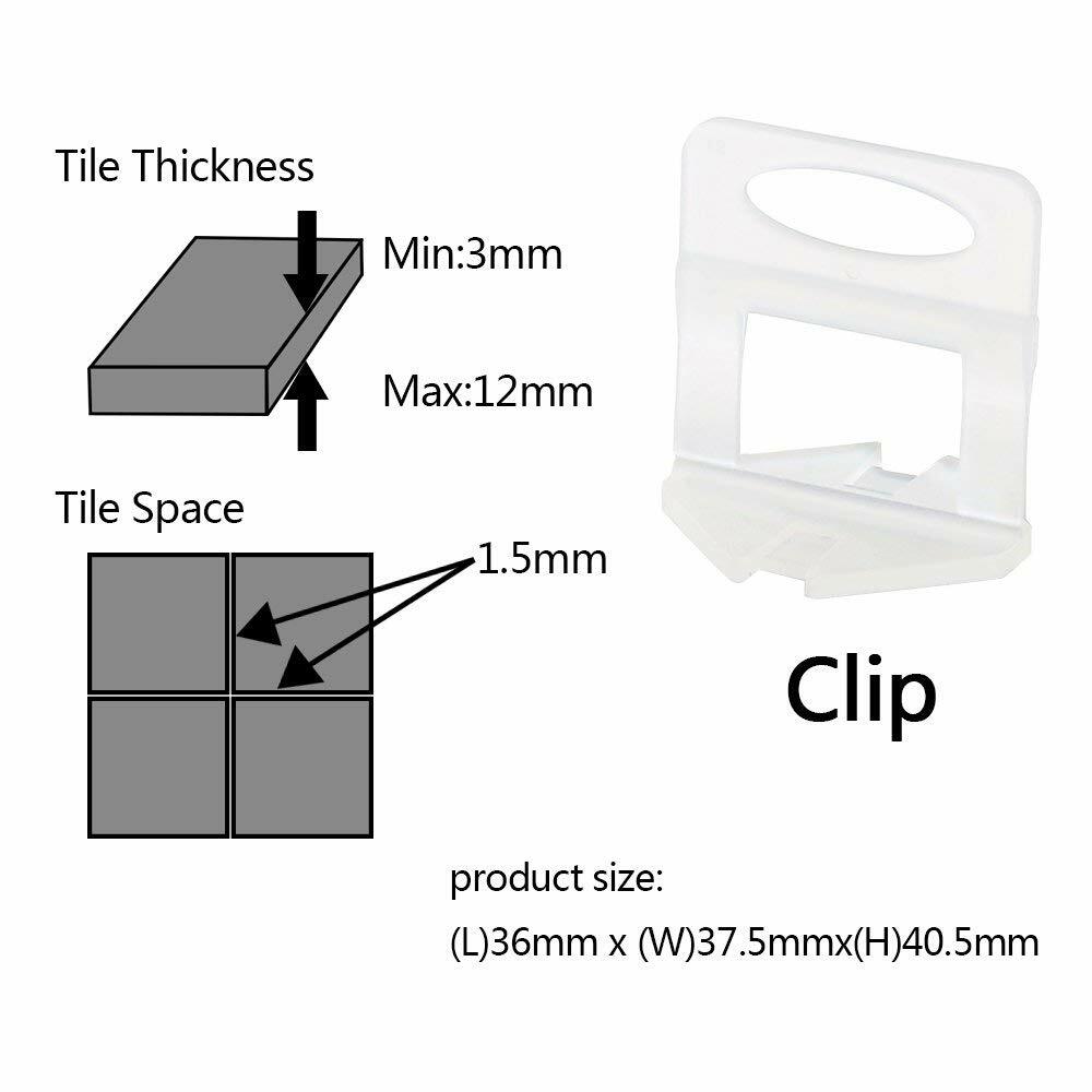 3000 Clip Tile Leveling System Kit Floor Wall 1.5mm 1/16 Tile Spacer Tiling Tool
