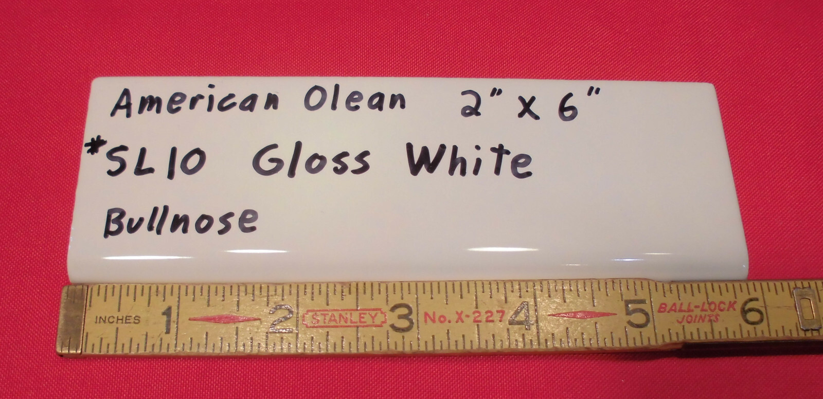 1 pc. Starting Line by American Olean: #SL10 Gloss White Bullnose Ceramic Tile